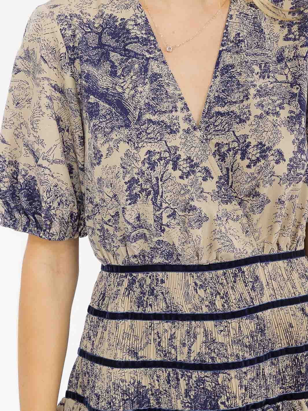 WOMEN'S SHORT SLEEVES SURPLICE WAIST DETAILED MULTI PRINT MINI DRESS