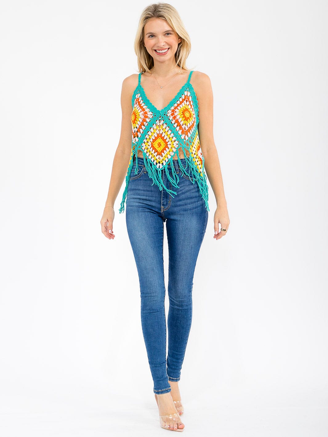WOMEN'S SLEEVELESS V-NECK MULTI KNITTED TANK TOP