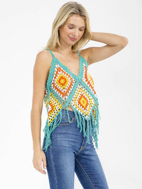 WOMEN'S SLEEVELESS V-NECK MULTI KNITTED TANK TOP