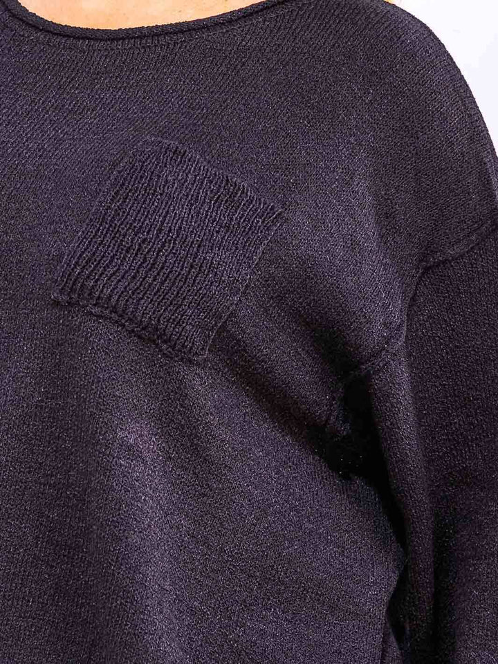 PLUS SIZE LONG SLEEVE FRONT POCKET KNIT PULLOVER SWEATER