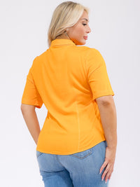 PLUS SIZE SHORT SLEEVE BUTTON UP BLOUSE