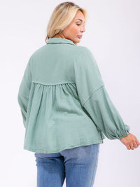 PLUS SIZE LONG SLEEVE V-NECK TUNIC TOP
