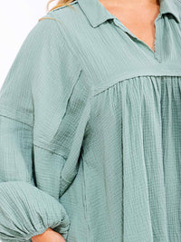 PLUS SIZE LONG SLEEVE V-NECK TUNIC TOP