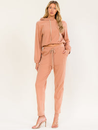 WOMEN'S ELASTIC WAIST FRONT POCKETS SKINNY PANTS
