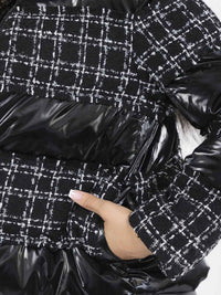 WOMEN'S LONG SLEEVE ZIPPER CLOSURE FRONT POCKETS CONTRAST PUFFER JACKET