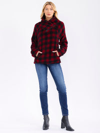 WOMEN'S LONG SLEEVE COLORBLOCK TURTLE NECK PULLOVER PLAID SWEATER