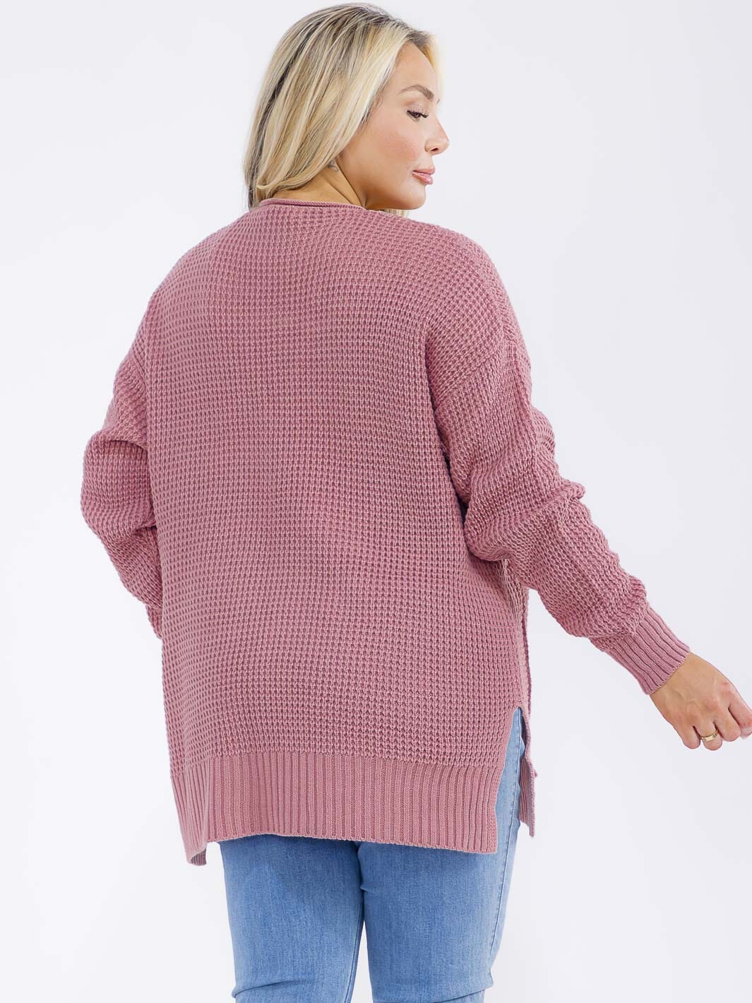 PLUS SIZE LONG SLEEVE FRONT POCKETS OPEN FRONT KNITTED CARDIGAN