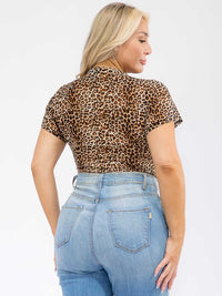 PLUS SIZE SHORT SLEEVE ANIMAL PRINT BODYSUIT