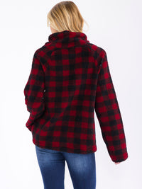 WOMEN'S LONG SLEEVE COLORBLOCK TURTLE NECK PULLOVER PLAID SWEATER