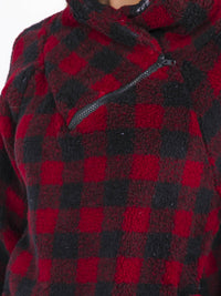 WOMEN'S LONG SLEEVE COLORBLOCK TURTLE NECK PULLOVER PLAID SWEATER