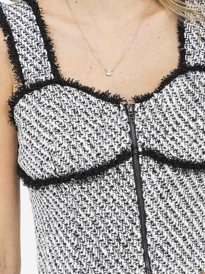 WOMEN'S SLEEVELESS ZIP UP DETAILED TANK TOP