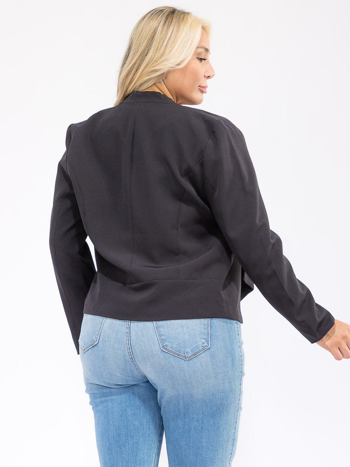 PLUS SIZE LONG SLEEVE OPEN FRONT BLAZER