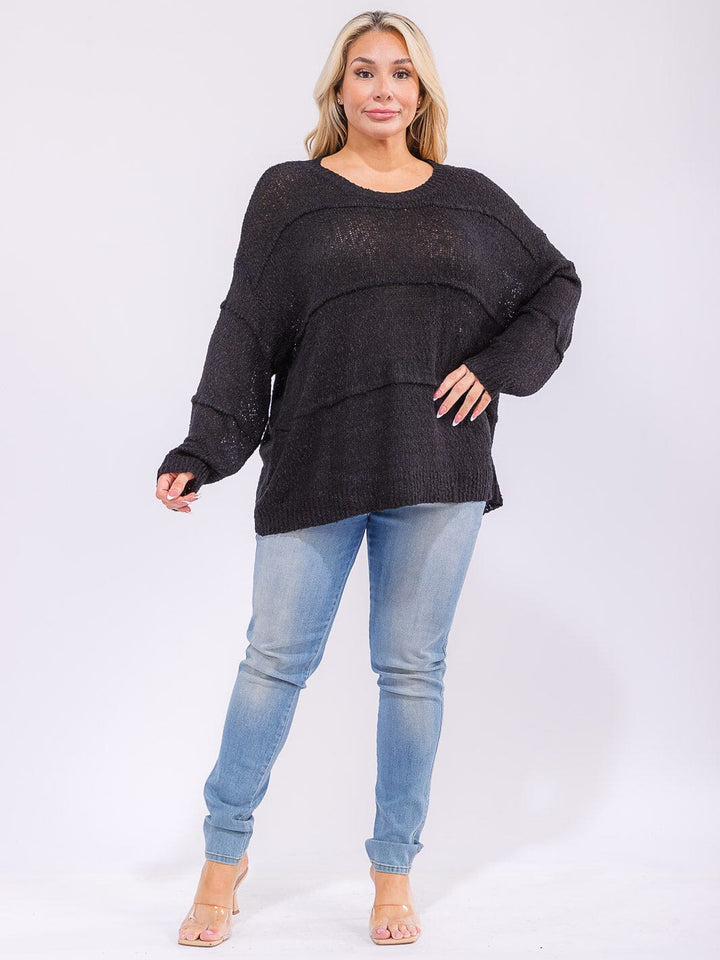 PLUS SIZE LONG SLEEVE KNIT PULLOVER SWEATER