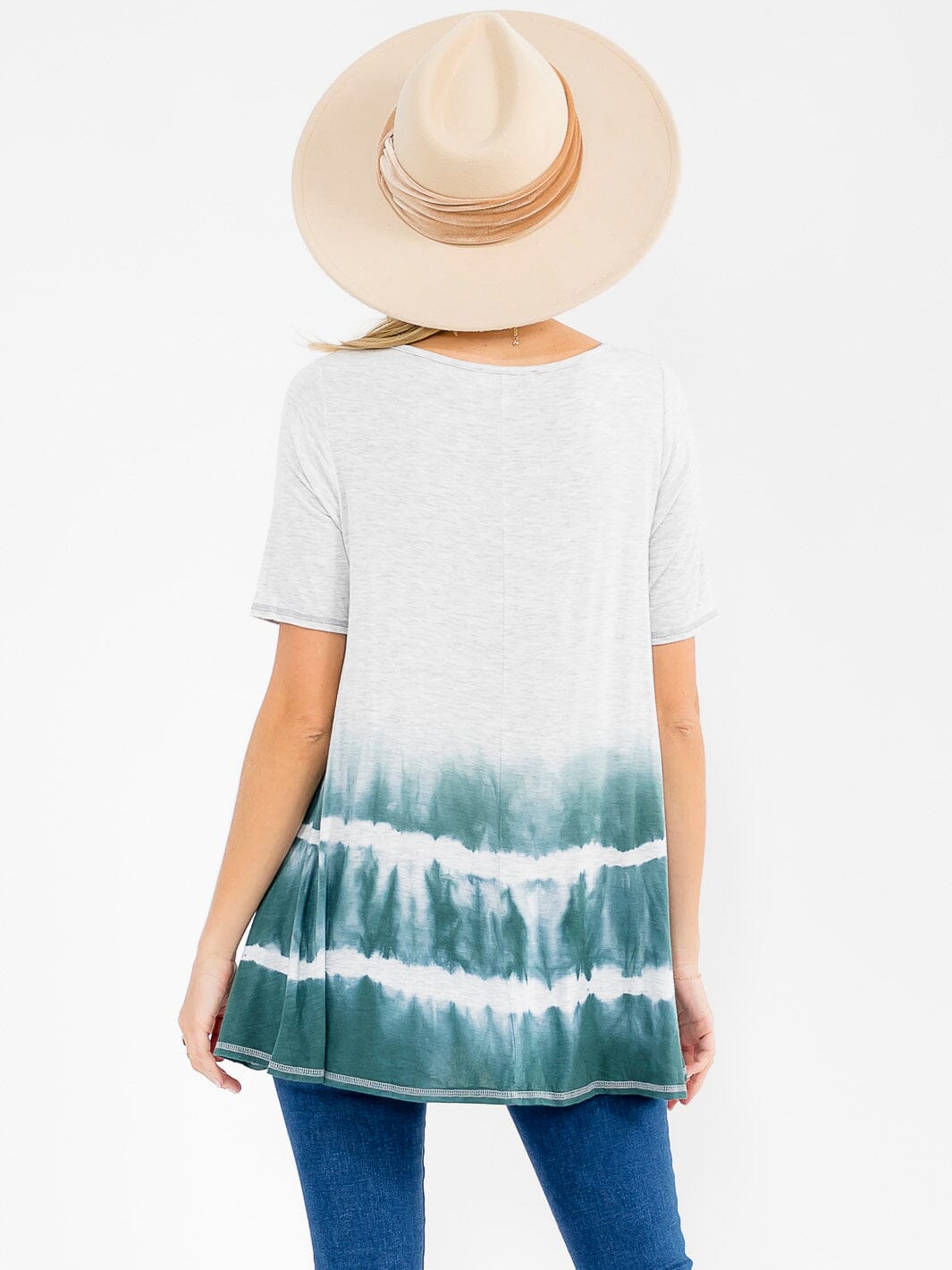 WOMEN'S SHORT SLEEVE TUNIC TIE DYE BLOUSE