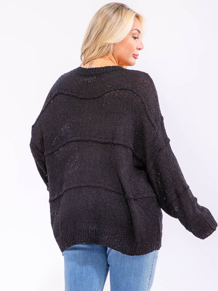 PLUS SIZE LONG SLEEVE KNIT PULLOVER SWEATER