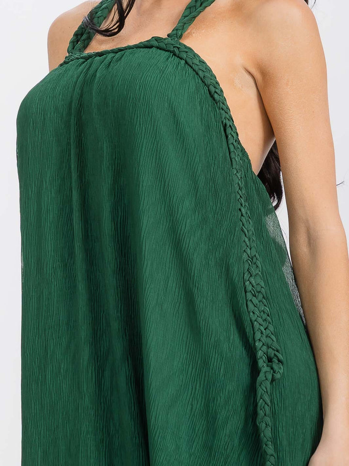 WOMEN'S SLEEVELESS OPEN BACK TRIM DETAILED MAXI DRESS