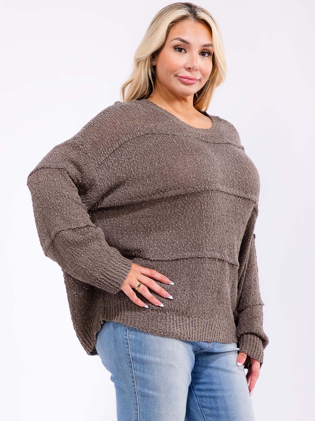 PLUS SIZE LONG SLEEVE KNIT PULLOVER SWEATER