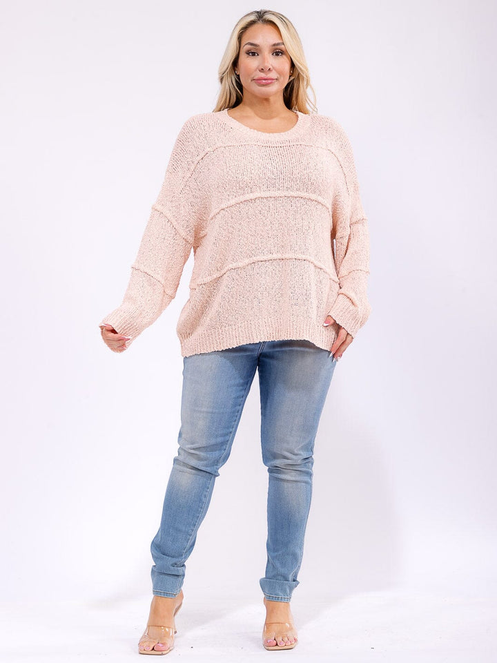 PLUS SIZE LONG SLEEVE KNIT PULLOVER SWEATER