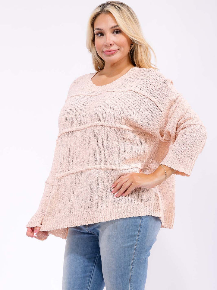 PLUS SIZE LONG SLEEVE KNIT PULLOVER SWEATER