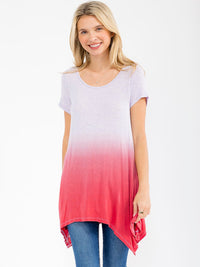 WOMEN'S SHORT SLEEVE V-NECK TUNIC COLORBLOCK BLOUSE