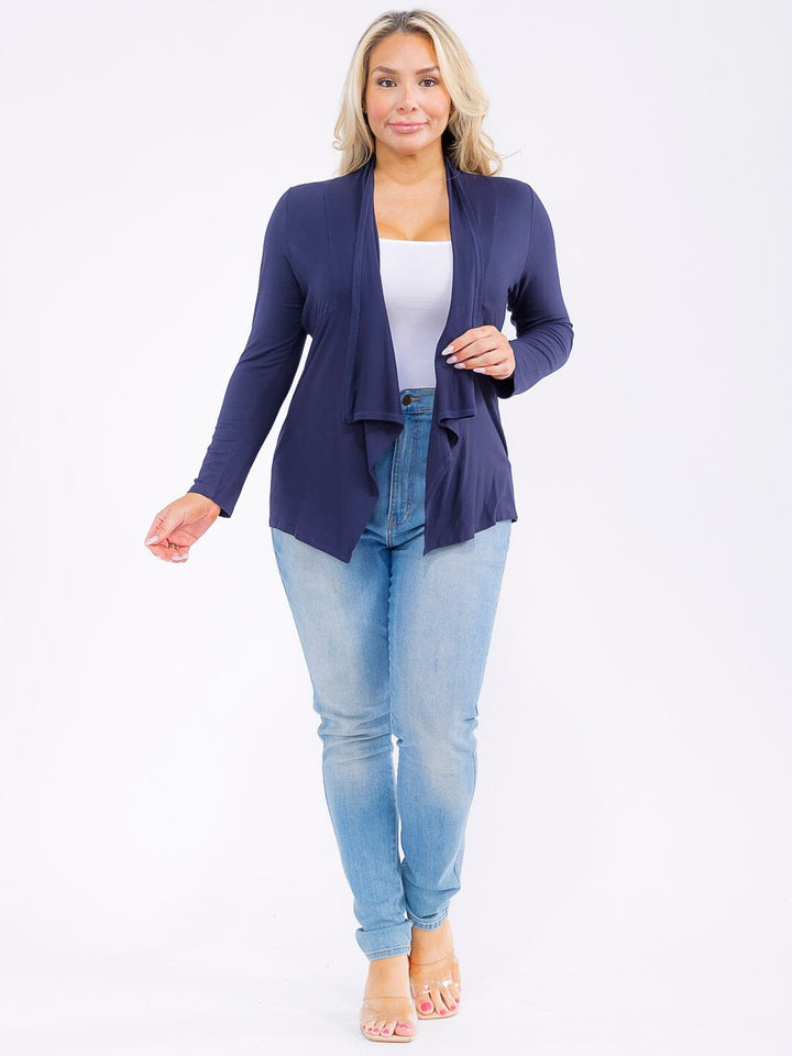 PLUS SIZE LONG SLEEVE OPEN FRONT CARDIGAN