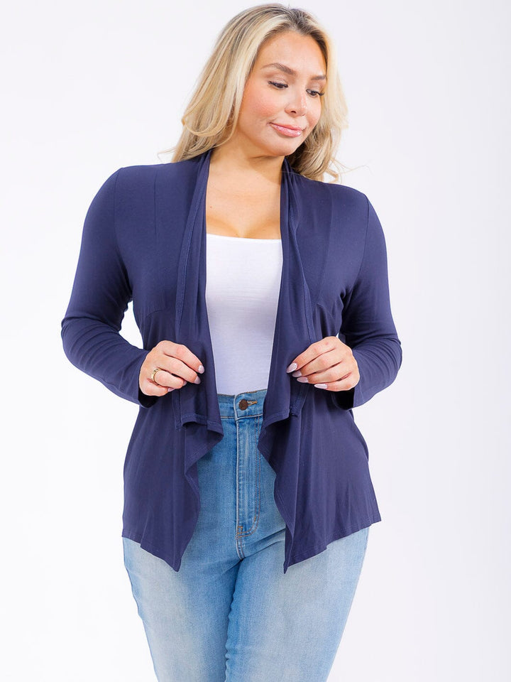 PLUS SIZE LONG SLEEVE OPEN FRONT CARDIGAN