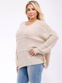 PLUS SIZE LONG SLEEVE KNIT PULLOVER SWEATER
