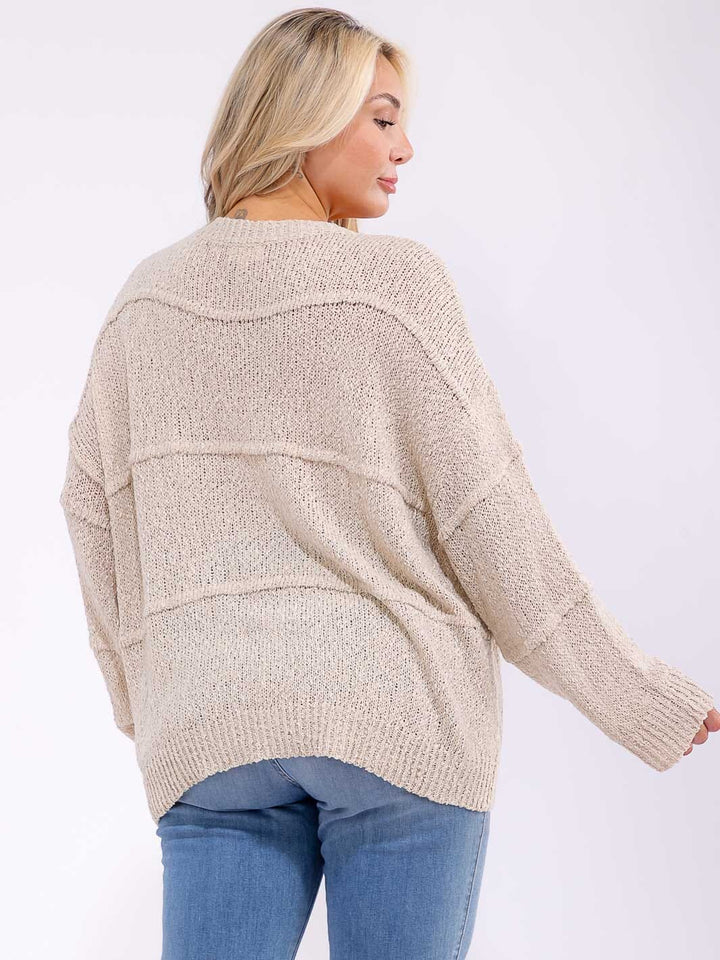 PLUS SIZE LONG SLEEVE KNIT PULLOVER SWEATER