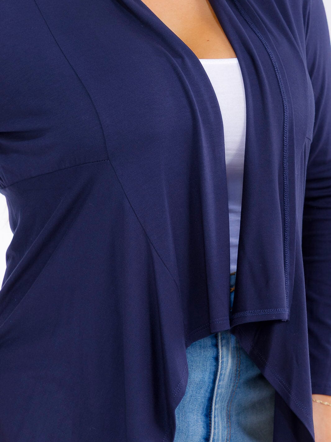 PLUS SIZE LONG SLEEVE OPEN FRONT CARDIGAN