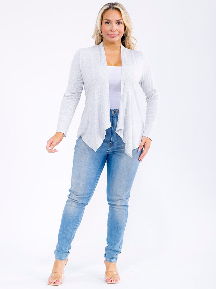 PLUS SIZE LONG SLEEVE OPEN FRONT CARDIGAN
