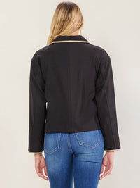 WOMEN'S LONG SLEEVE ZIP UP FRONT POCKETS BLAZER