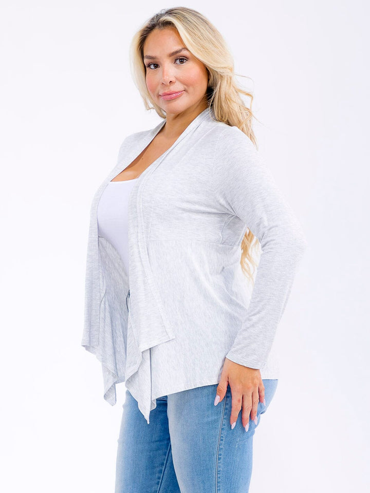 PLUS SIZE LONG SLEEVE OPEN FRONT CARDIGAN