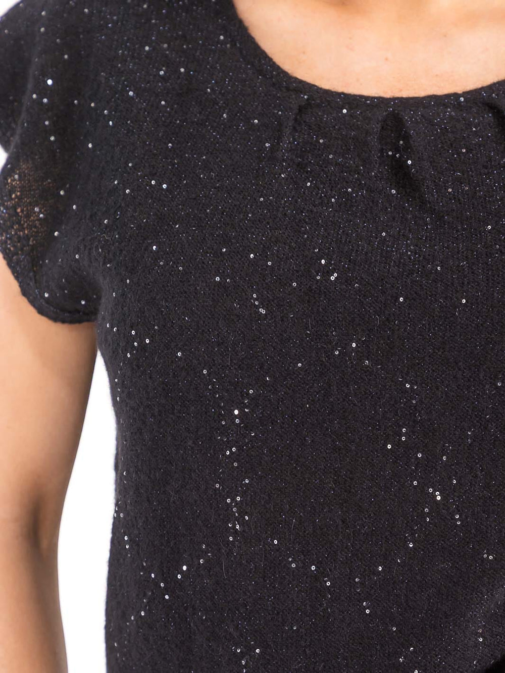 WOMEN'S SHORT SLEEVE TOP & ELASTIC WAIST PANTS SEQUINS DETAILED 2PC. SET