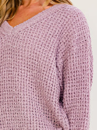 WOMEN'S LONG SLEEVE V-NECK KNIT PULLOVER SWEATER