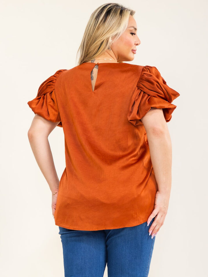 ENTRO PLUS SIZE SHORT PUFF SLEEVE BLOUSE