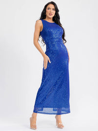 WOMEN'S SLEEVELESS BODYCON SEQUINS MAXI DRESS