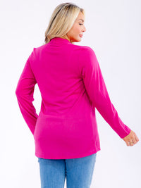 PLUS SIZE LONG SLEEVE OPEN FRONT SOLID CARDIGAN