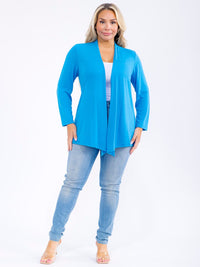 PLUS SIZE LONG SLEEVE OPEN FRONT SOLID CARDIGAN