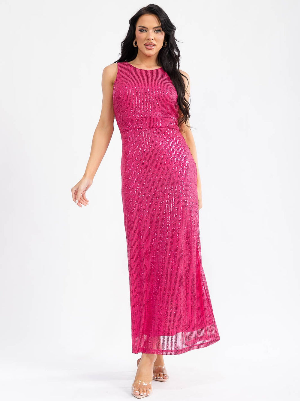 WOMEN'S SLEEVELESS BODYCON SEQUINS MAXI DRESS