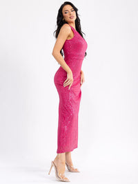 WOMEN'S SLEEVELESS BODYCON SEQUINS MAXI DRESS