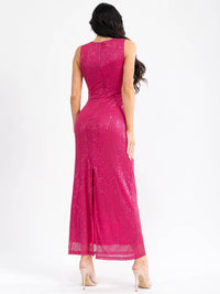 WOMEN'S SLEEVELESS BODYCON SEQUINS MAXI DRESS