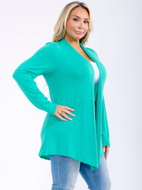 PLUS SIZE LONG SLEEVE OPEN FRONT SOLID CARDIGAN