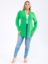 PLUS SIZE LONG SLEEVE OPEN FRONT SOLID CARDIGAN