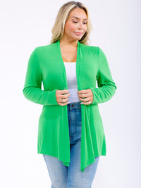 PLUS SIZE LONG SLEEVE OPEN FRONT SOLID CARDIGAN