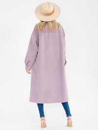 WOMEN'S LONG SLEEVE BUTTON CLOSURE FRONT POCKETS COAT