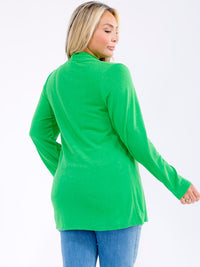 PLUS SIZE LONG SLEEVE OPEN FRONT SOLID CARDIGAN
