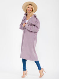 WOMEN'S LONG SLEEVE BUTTON CLOSURE FRONT POCKETS COAT