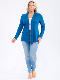 PLUS SIZE LONG SLEEVE OPEN FRONT SOLID CARDIGAN