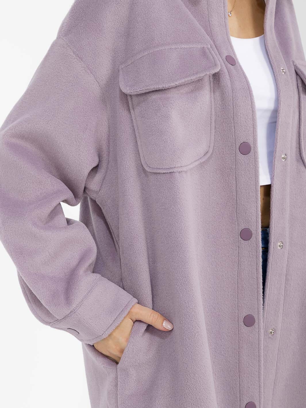 WOMEN'S LONG SLEEVE BUTTON CLOSURE FRONT POCKETS COAT