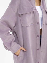 WOMEN'S LONG SLEEVE BUTTON CLOSURE FRONT POCKETS COAT